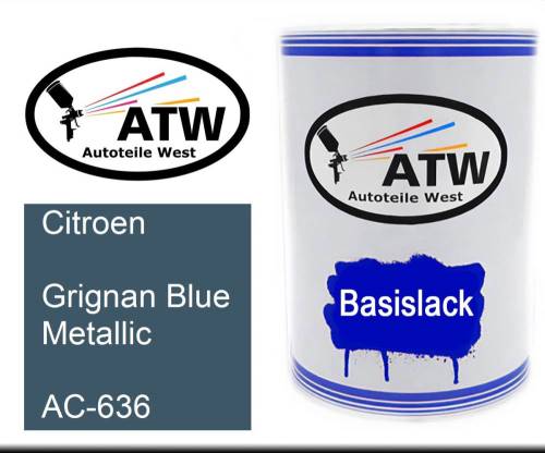 Citroen, Grignan Blue Metallic, AC-636: 500ml Lackdose, von ATW Autoteile West.